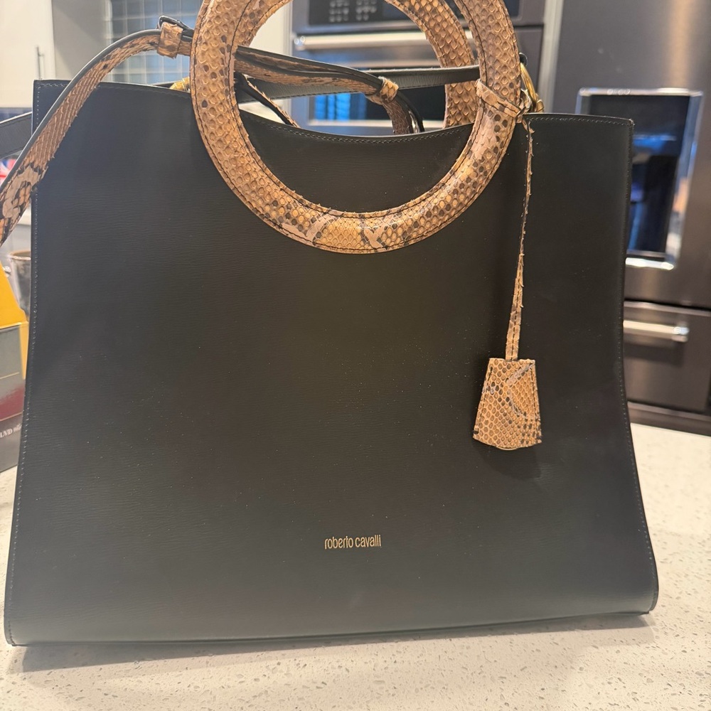 Roberto Cavalli Black And Brown Python Snake - image 2